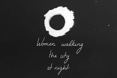 Women walking, the city, at night