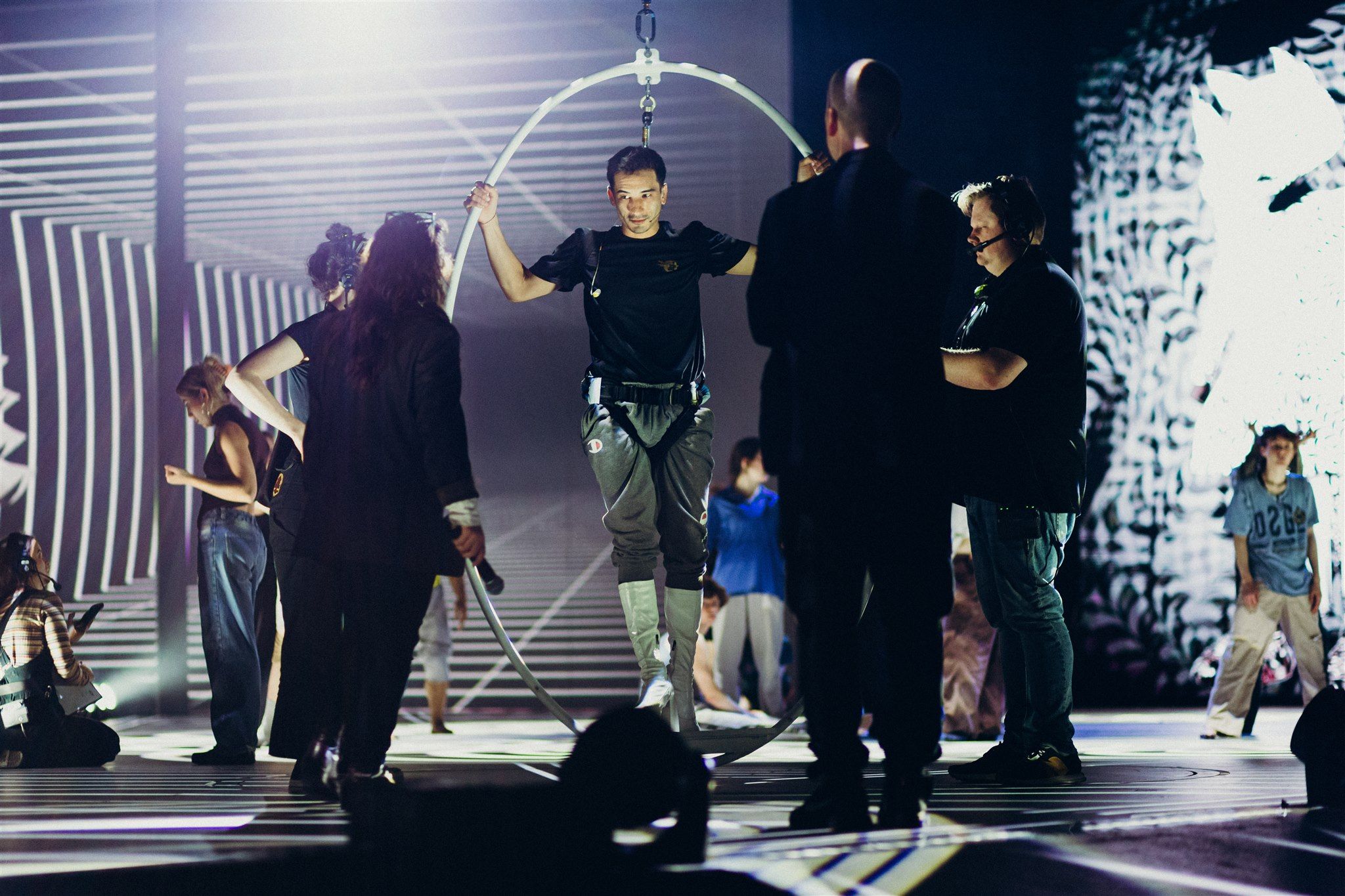 2024 WOW Show rehearsals - Malia Johnston, Sharn Te Pou, Brian Burke & dancers.jpg