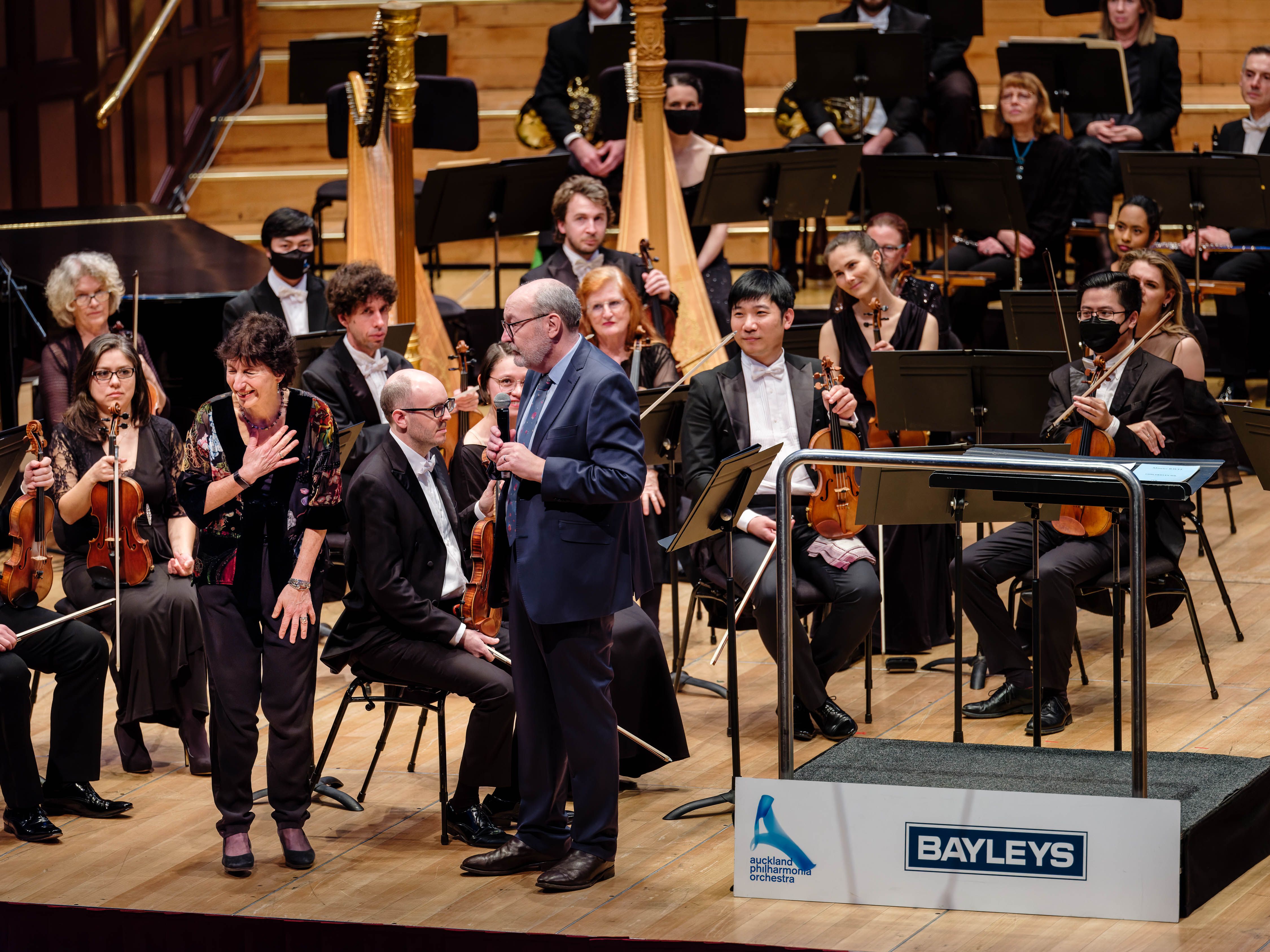 Auckland Philharmonia Orchestra (APO) Chair, Geraint A. Martin, asks Barbara Glaser to become a Patron of the APO, (c) Adrian Malloch.jpg