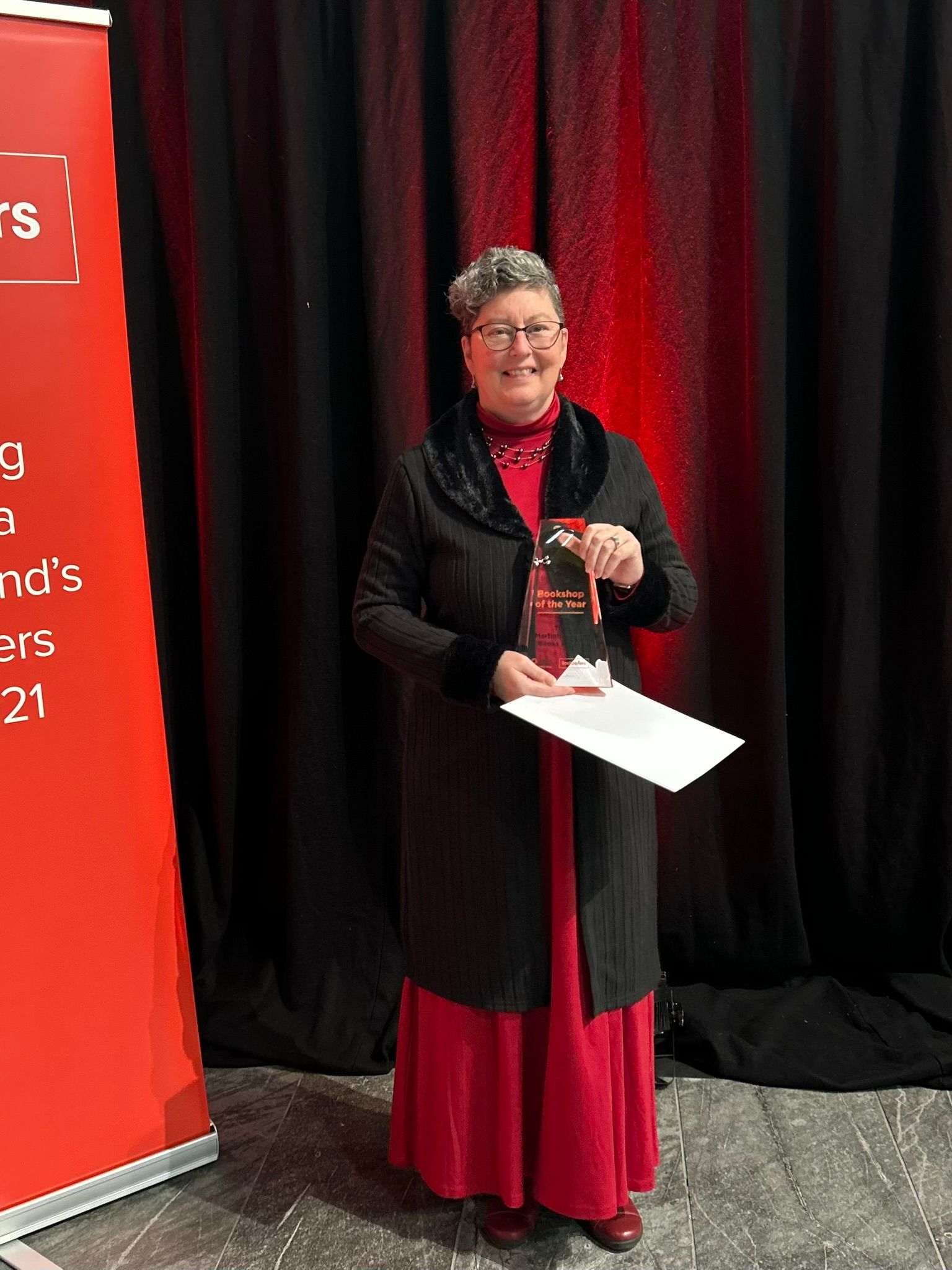 Brenda Channer of The Martinborough Books & Post winner 2025 Ugly Hill Press Bookshop of the Year.JPEG