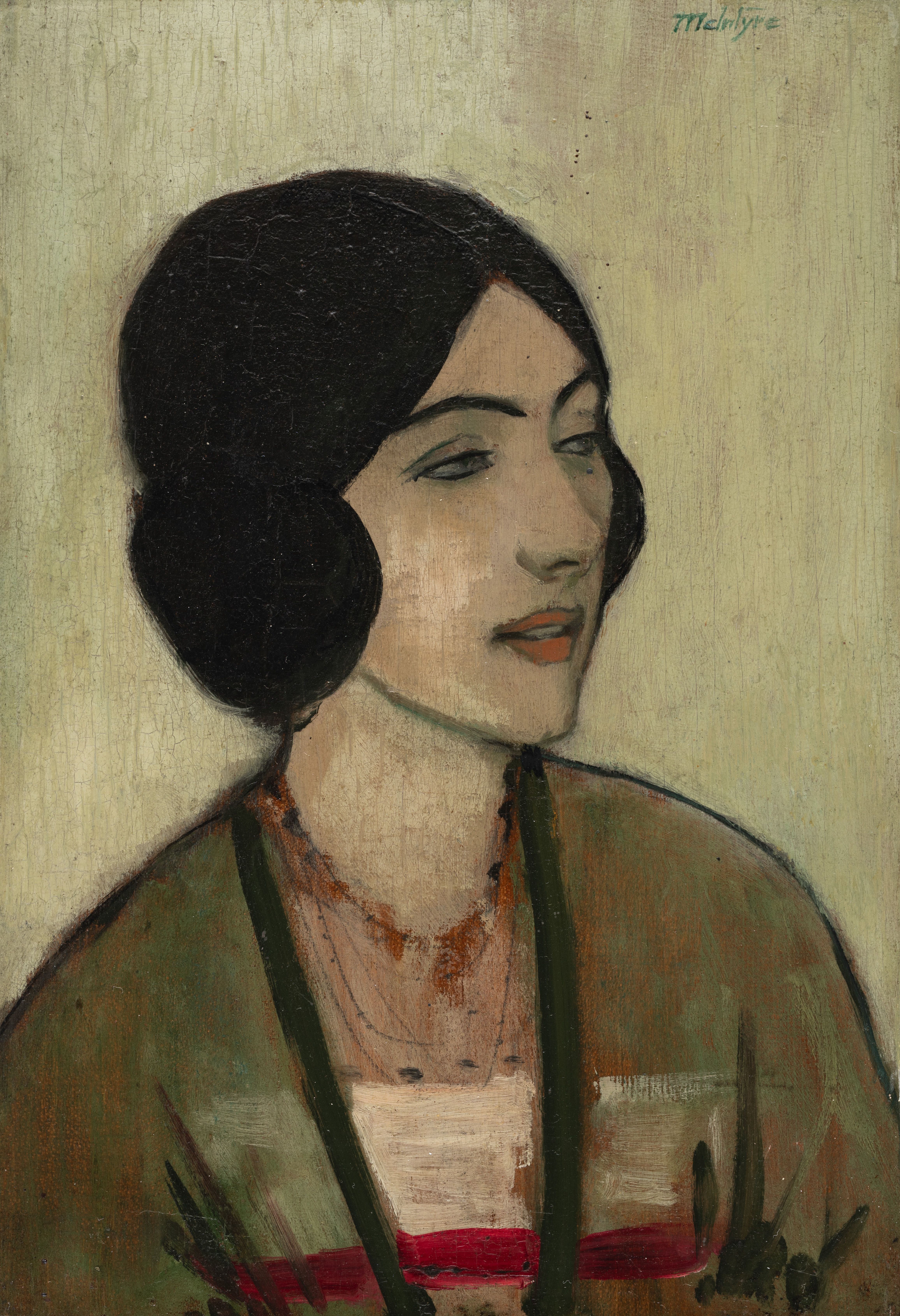 Raymond McIntyre, Woman in Chiffon Jacket, c.1914. Auckland Art Gallery Toi o Tāmaki, promised gift of Greg J Moyle Foundation through the Auckland Art Gallery Foundation.jpg